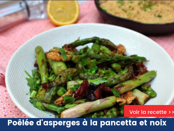 Poêlée d'asperges à la pancetta et noix